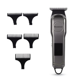 Brookstone - Metallic Cordless T-Blade Hair Clipper, Precision Cutting with Rechargeable Battery & Sleek Metallic Finish (Black)