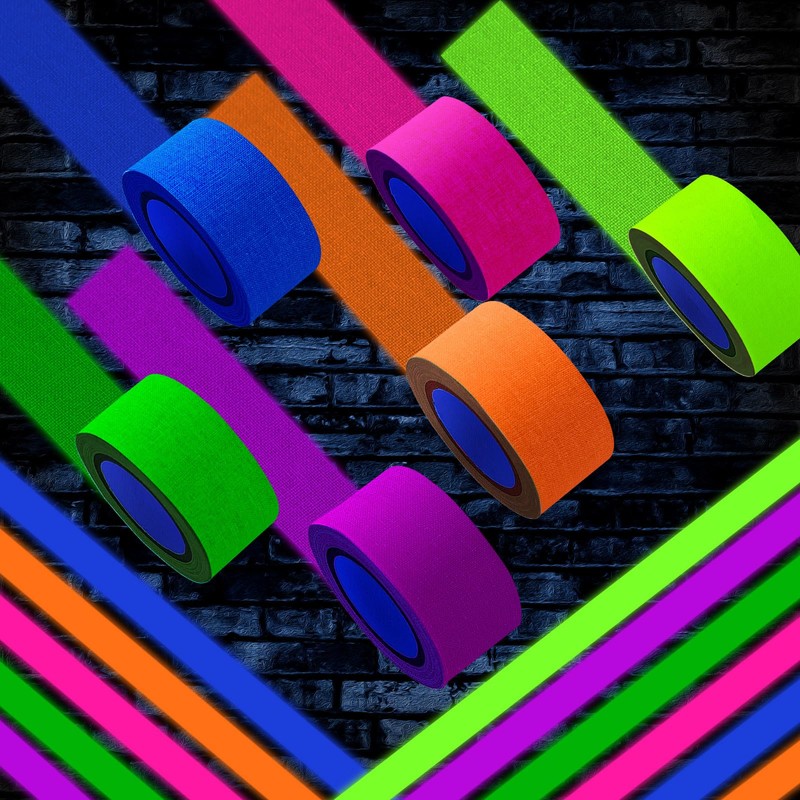 Whaline 6 Colors Neon Gaffer Cloth Tape Fluorescent Rainbow Color