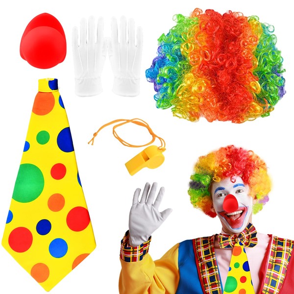 Cheloveer 5 Pieces Clown Costume, Clown Costume, Children's Clown Accessories,