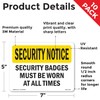 Security Badges Must Be Worn OSHA Security Notice Vinyl Decal