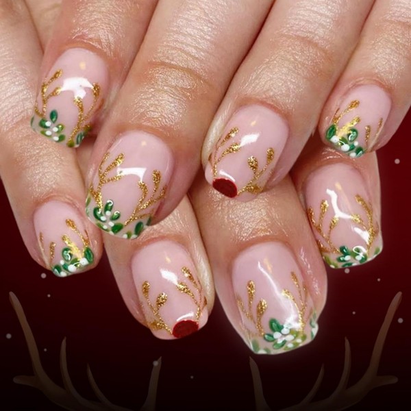 Christmas Press on Nails Short Square Nails Press ons with