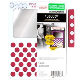 Five Star Locker Mirror and Board, Magnetic, Push Pin, School Locker Accessories, 6" x 8", Red (73535)