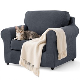 SUBRTEX 3 Pieces Stretch Sofa Slipcover Sets Couch Cover Sets Backrest Cushion Covers Furniture Protector Collection Set for Oversize Sofa Loveseat Chair Slip Covers(Small, Gray)
