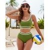 Bikini de cintura alta para mujer, estilo deportivo, estilo arcoíris,