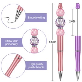 Joyberg 15 PCS Beadable Pens, Beadable Pens Bulk Colored Plastic, Black Ink Beaded Pens Creative Diy Pen, Bend Pens for Make Gifts for Children and Students, Office School Supplies