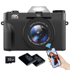Moledro Digital Camera, 4K Digital Camera, Wifi Transfer Function, 48 Megapixels, 180 Degree Rotatable Display, 32 GB Micro SD Card Included, 16x Digital Zoom, Autofocus Function, Webcam, HDMI Output,