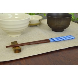 Aoba Chopsticks Natural Wood, Candy Ball Thread, Blue, 9.1 inches (23 cm)