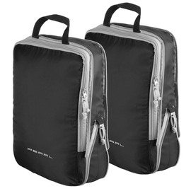 PEARL Travel Packing Cubes: Set of 2 Compression Bags for Hand Luggage, Size L, 37 x 27 x 7 cm (Compression Pack Bags, Bag), black