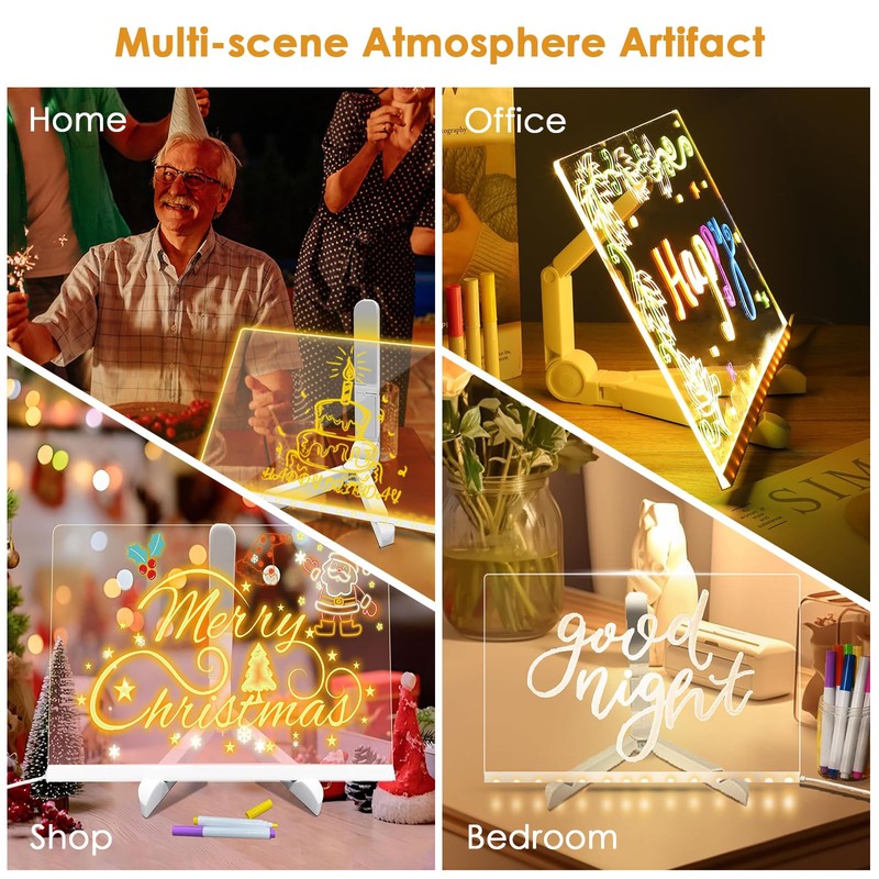 LED Note Board with Stand and 7 Colours, Luminous Message