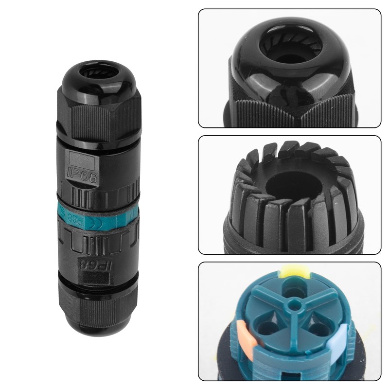 IP68 Waterproof Cable Connector 3-Pin Earth Cable Connection Sleeve for