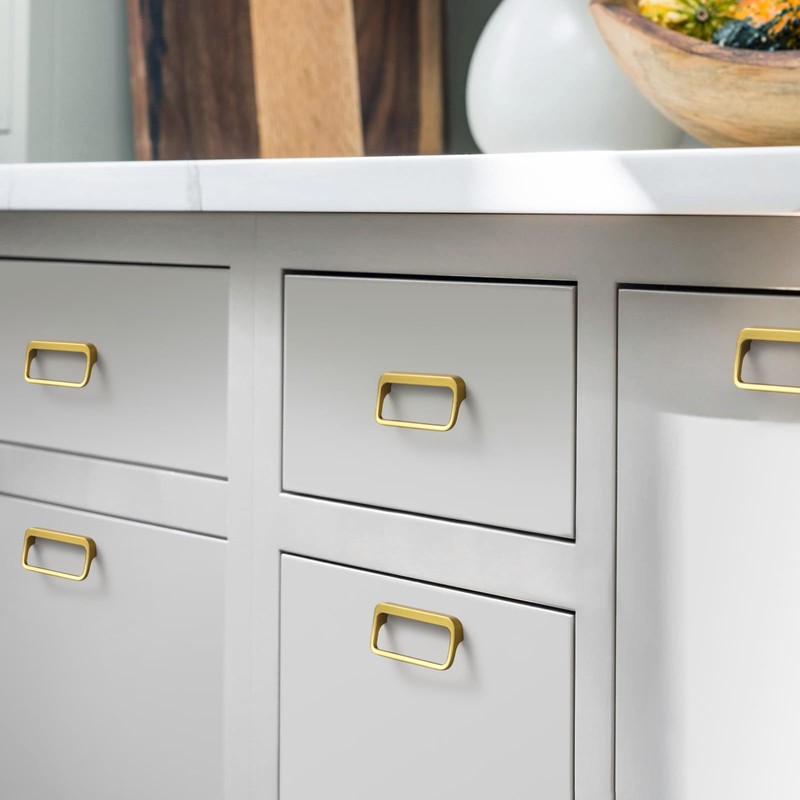 Goo-Ki Brushed Gold Cabinet pulls with 3''(76mm) Hole Center,Modern Zinc
