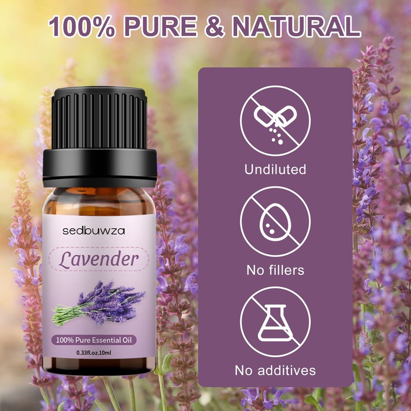 Sedbuwza Lavender Essential Oil, Pure Organic Lavender Fragrance Oil for