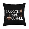 Podcast And Coffee Microphone Podcast Throw Pillow