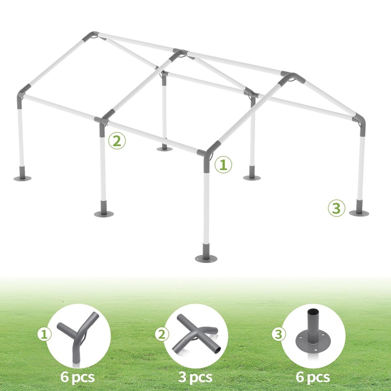 ICITYWALL 6 Leg Carport Kits，High Peak Canopy Fitting Kit with