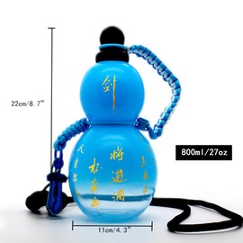Jinberry 800ml Gourd Water Bottle with Portable Shoulder Strap Set Leak Proof Sports Gourd Drink Bottle Sports Jug for Gym, Air Climbing Excursion