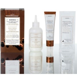 KORRES Argan Oil Colourant - Ammonia Free Hair Colour Gianduja 6.77 - 100% Grey Hair Coverage & Vegan for a Long-Lasting Colour Result