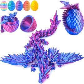 Flying Dragon Eggs, 3D Printed Easter Dragon Egg, Articulated Crystal Dragon Fidget Toy, Toys for Kids, Home Decor, Creative Ornaments, Birthday Gifts, Mystery Mythical Pieces Dragon (Red Mix Blue)