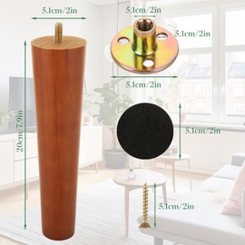 MIVIDE 8 Pack Furniture Legs 8 Inches, Wood Sofa Legs Couch Legs Wooden Furniture Feet Replacement Feet for for Cabinet, Chair, Dresser or Home DIY Projects, Brown