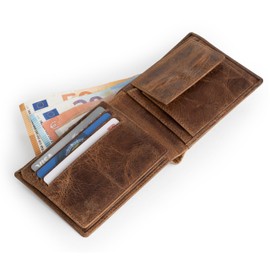 Berliner Bags Vintage Peter Wallet Leather Wallet with TÜV Approved RFID Protection for Men - Brown, Walnut, Vintage