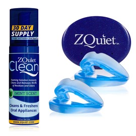 ZQuiet ZQuiet, Anti-Snoring Mouthpiece (Blue) + Cleaner (1.5oz Bottle), Starter Pack with 2 Sizes, Made in USA, BPA-Free, Medical-Grade Material
