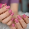 Coolnail Reuseable Shiny Press on Fake Nails Dark Pink Square