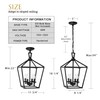 Untrammelife 4-Light Black Lantern Pendant Light, Adjustable Height Square Cage
