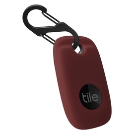 Geiomoo Silicone Case for Tile Pro 2022 Tracker, Soft Flexible Scratch Resistant Cover with Carabiner (Wine Red)