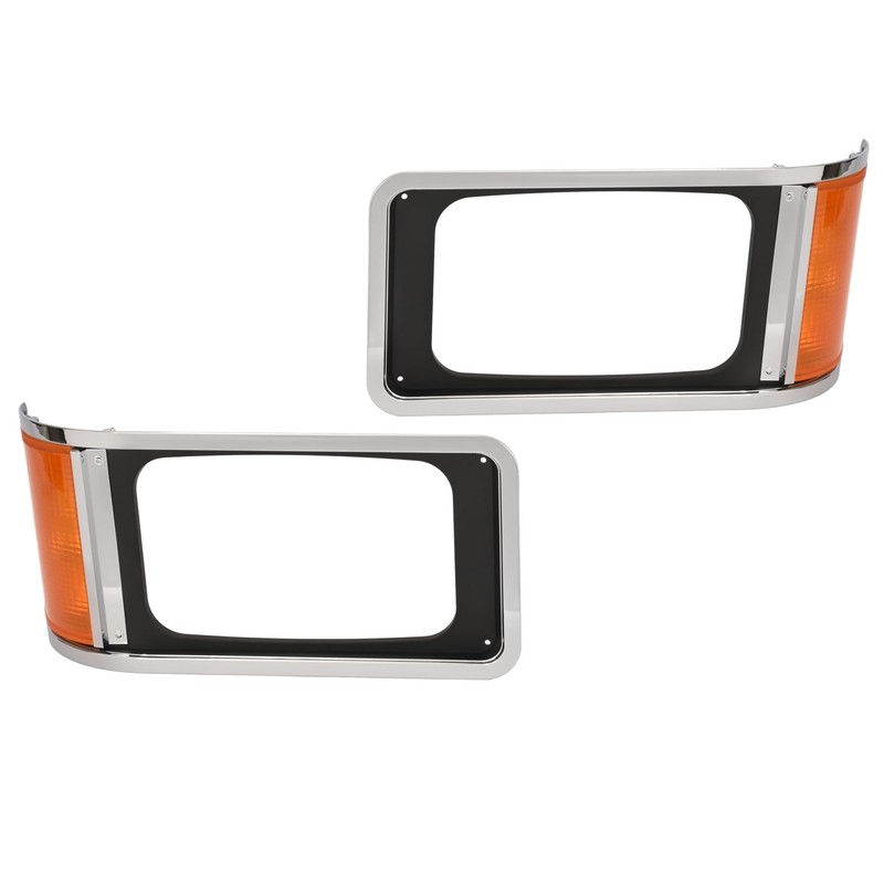 HECASA Headlight Bezels Compatible with 1990-2017 Mack CH613 SFA Hood