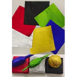 Aluminium Foil Paper Chocolate Candy Wrappers Wrapping Papers Square Sweets Lolly Paper Food Candy Tin Foil Wrappers for Candy Packaging Decoration 3.9 by 3.9-Inch 6 Colors