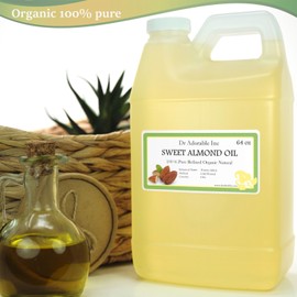 DR.ADORABLE 64 Oz Sweet Almond Oil 100% Pure Organic Cold Pressed Best Fresh Multi Purpose
