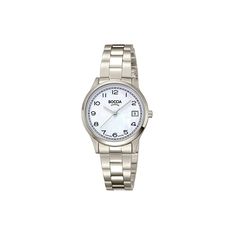 Boccia 3324-01 Women's Analogue Quartz Watch with Titanium Strap, silver,
