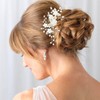 BETITETO Flower Bridal Hair Pieces with Comb Pearl Floral Rhinestone