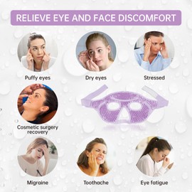Ice Face Eye Mask for Woman Man,Hot or Cold Gel Bead Face Ice Mask Reusable,Cooling Freezer Eye Mask for Puffy Eyes, Redness, Headaches, Stress
