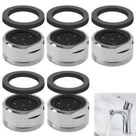 5 Pieces of Tap Filter,Tap Aerator Replacement Insert,Faucet Aerator,with a Free Gasket,Wear-Resistant and Durable,Delicate Water Discharge,Prevent Water Splashing,Wide Range of Applications (24mm)