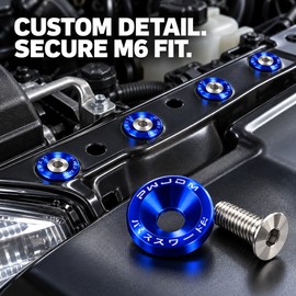 10-Piece M6 Car Fender Washer and Bolt Set for Bumper, Engine Bay and License Plate Styling