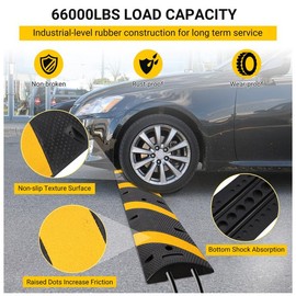 Towallmark 66000 Lbs Speed Bump, 6FT Speed Humps with 6 Bolt, Pack of 1 Total Speed Bumps for Road, for Parking Lot, School, Warehouse, Hotel, with Terminal*2pcs