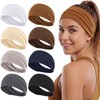 Needbrock 8 Pack Sweatbands Headbands, Non-Slip Cloth Headbands Thin Stretchy