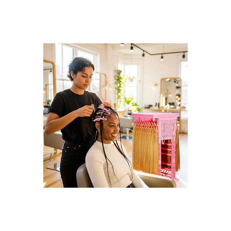 Braiding Rack with Tools, 2-Sided Hair Rack Braid Stand with