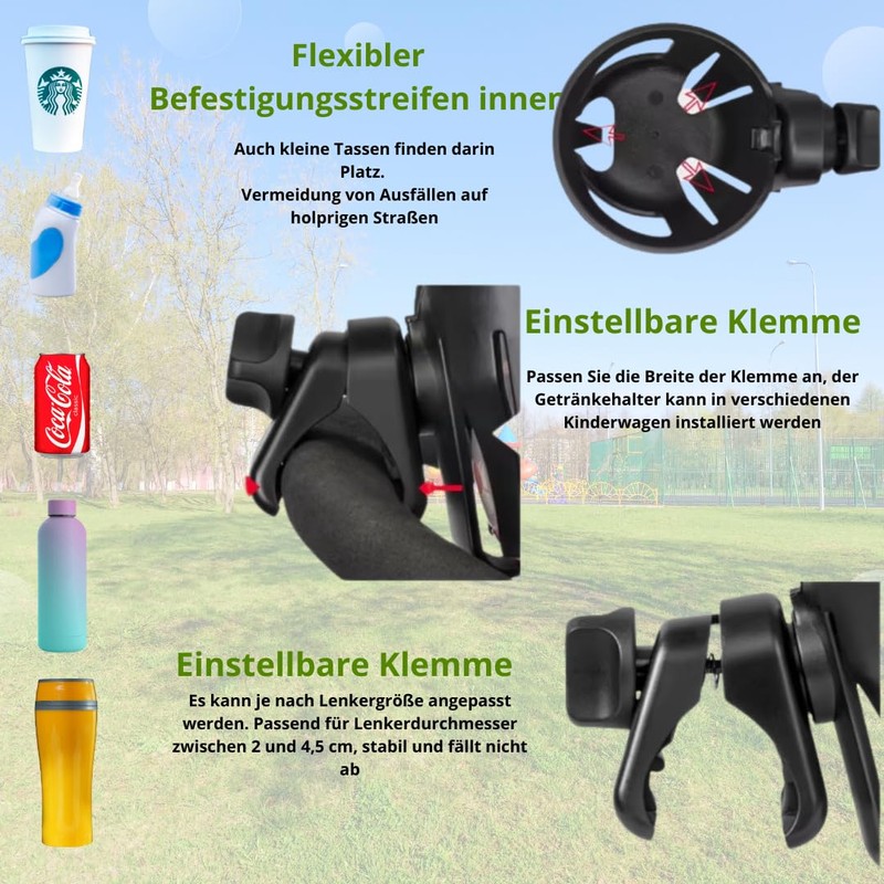 MC MICUS - Stroller Drink Holder, Universal Stroller Accessories, Stroller