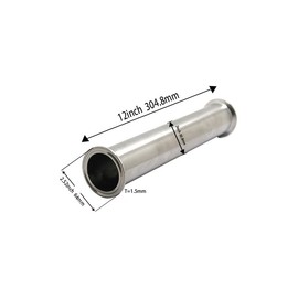 QMINOX 2 Inch SS304 Sanitary Spool Tube with Clamp Ends,Seamless Round Tube with 2" Tri Clamp 64mm Ferrule Flange(Tube Length:12 Inch/304mm)
