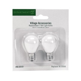 Department 56 Accessories for Villages Replacement 3-Volt Light Bulb, White, 2 Count (Pack of 1)