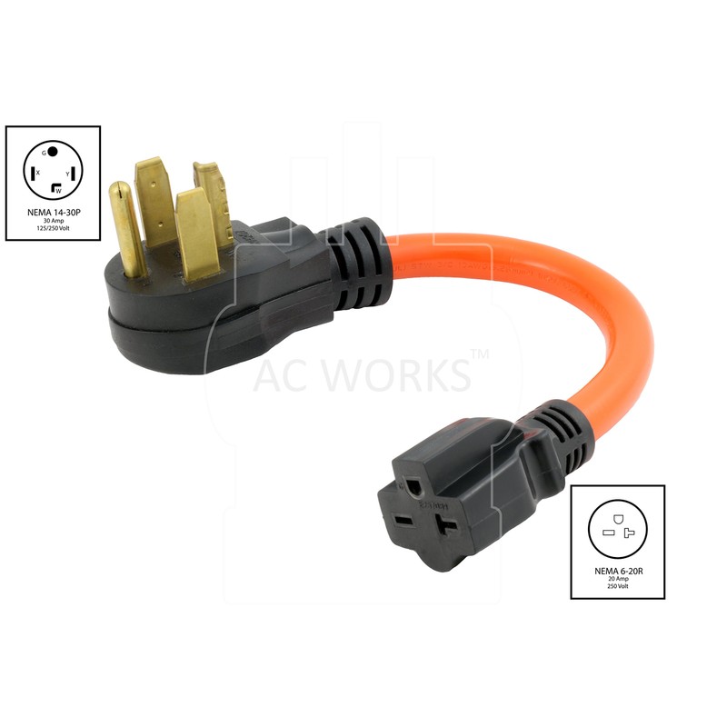 AC WORKS 30 Amp 4-Prong Dryer Wall Outlet Adapter (To