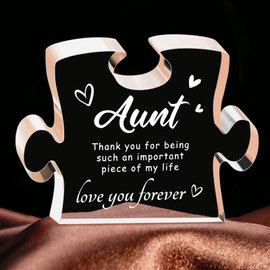 Aunt Gifts from Niece Nephew, for Aunt, Auntie Gift Ideas - 4.9 x 3.7 inch Acrylic Puzzle Piece, Aunt Birthday, Best Aunt Ever Gifts