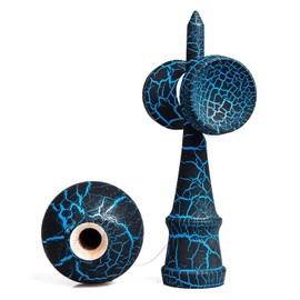Itian The Kendama Toys With Crack Paint For All Kinds Of Fun Children Ball Games Wooden Toys Kendama And Extra String (Black And Blue)