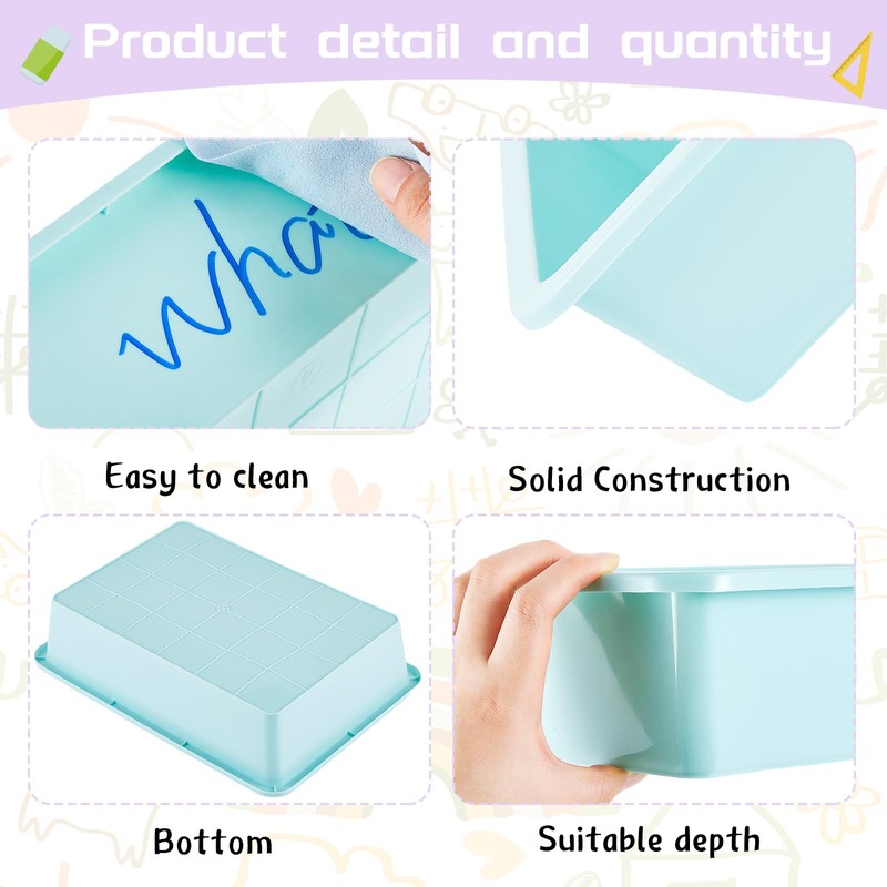 Taiyin 12 Pcs Plastic Flat Storage Tray Classroom Paper Bins