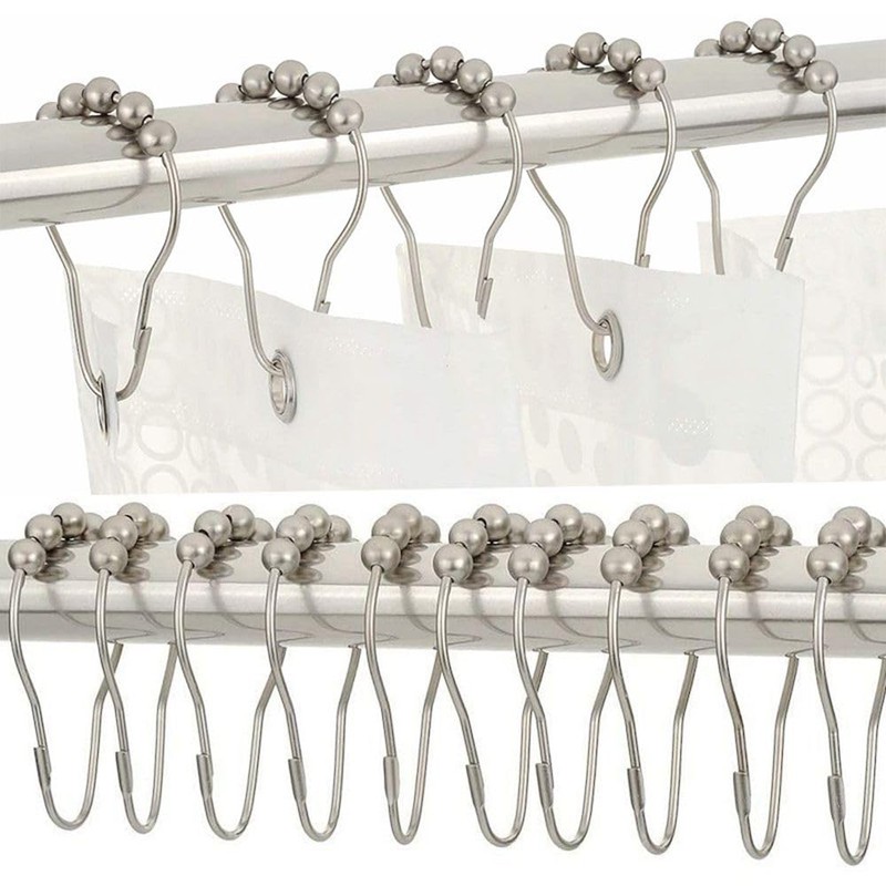 Shower Curtain Hooks, Decorative Rust Proof Stainless Steel Shower Curtain