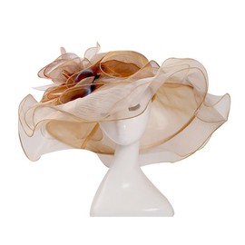 Hat Women 1 Piece Ladies Organza Church Fascinator Bridal Wedding Sun Hats Tea Party Hat Wide Brim Sun Hat Fascinator with Large Brim Beach Hat Organza Hats Church Hat