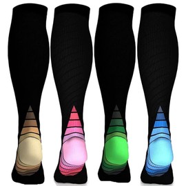 8 Pairs of Compression Socks for Men and Women, Compression Socks, Support Stockings (15-20 mmHg) for Running, Travel, Sports, Flight, Pregnancy, Maternity, Cycling, Nurses, Assortiment 02 (4 pairs)
