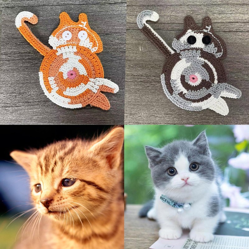 Coasters Set of 5, Fun Woven Creative Cat Coasters, Cute