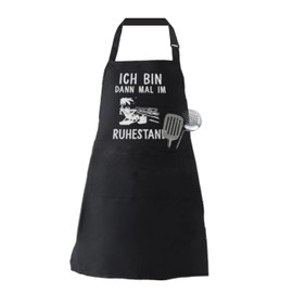 Retirement Gifts for Men and Women Retirees Apron Cotton Linen Kitchen Apron Bib Apron Cooking Apron Adjustable Apron for Cooking or Baking, black